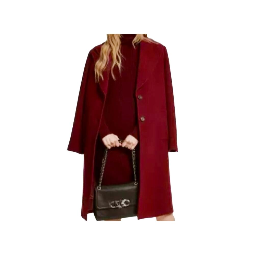 $635 MSRP Michael Kors Red Wool Melton Oversized Coat Sz S - NWT